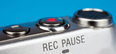 Closeup of record button on device